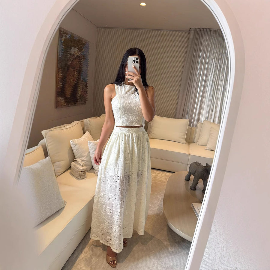 Womens New Vest And Lace Skirt Set